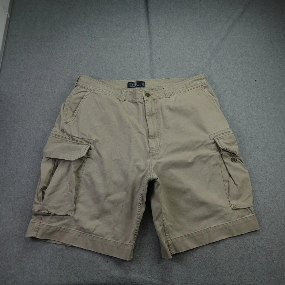 Polo Ralph Lauren Shorts Mens 38 Tan Cotton Classic Distressed Utility Cargo